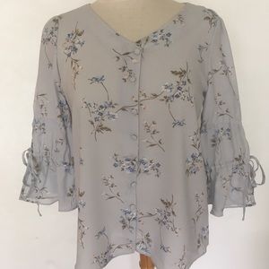 New Catherine Malandrino Blue Floral Boho Shirt S